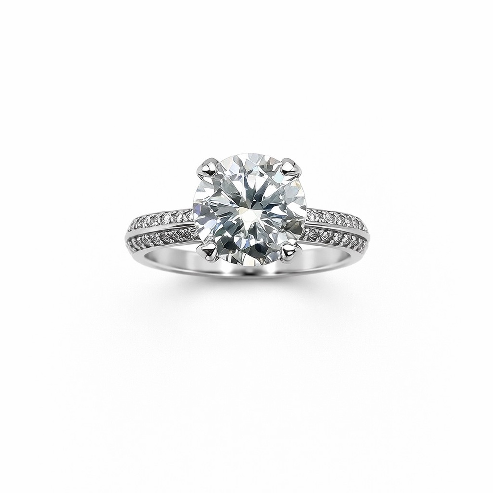 1.5 CT Moissanite Diamond Solitare & Pavé Band
